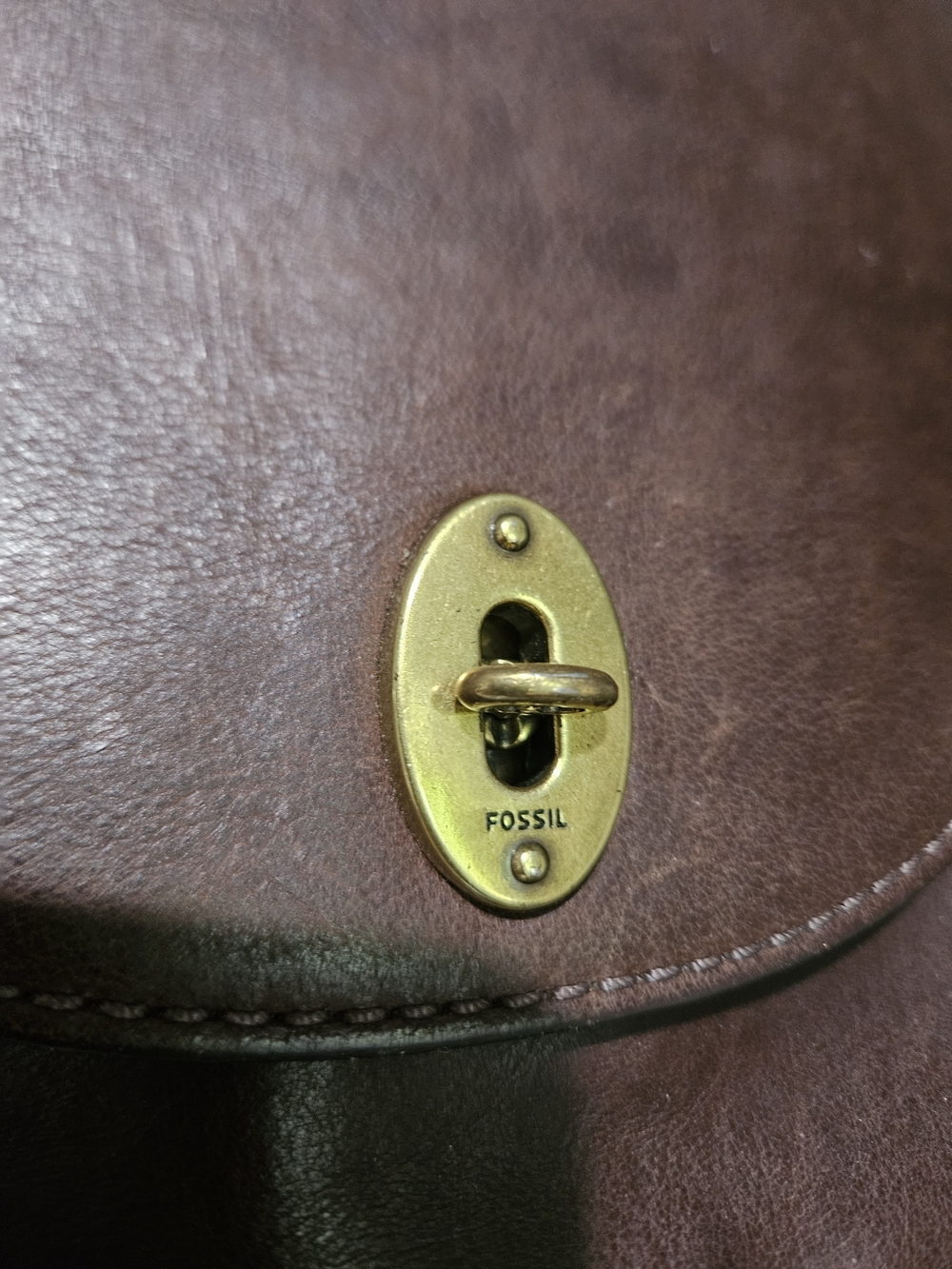 Vintage Fossil Turn Lock Brown Leather Crossbody Satchel Bag—Excellent Condition - Picture 12 of 16
